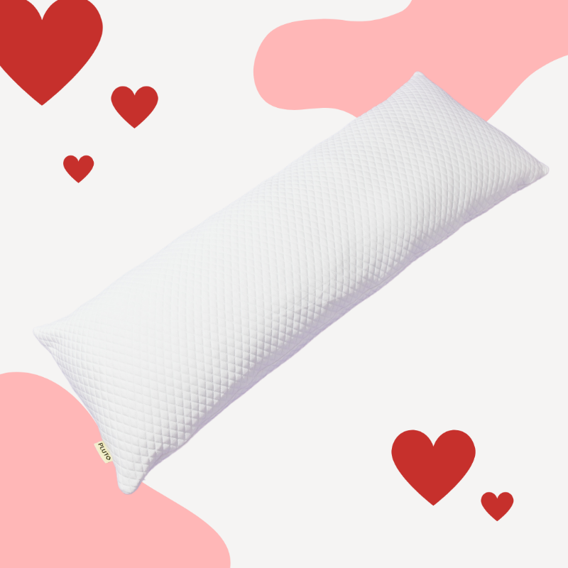 PUFF pillow with red hearts